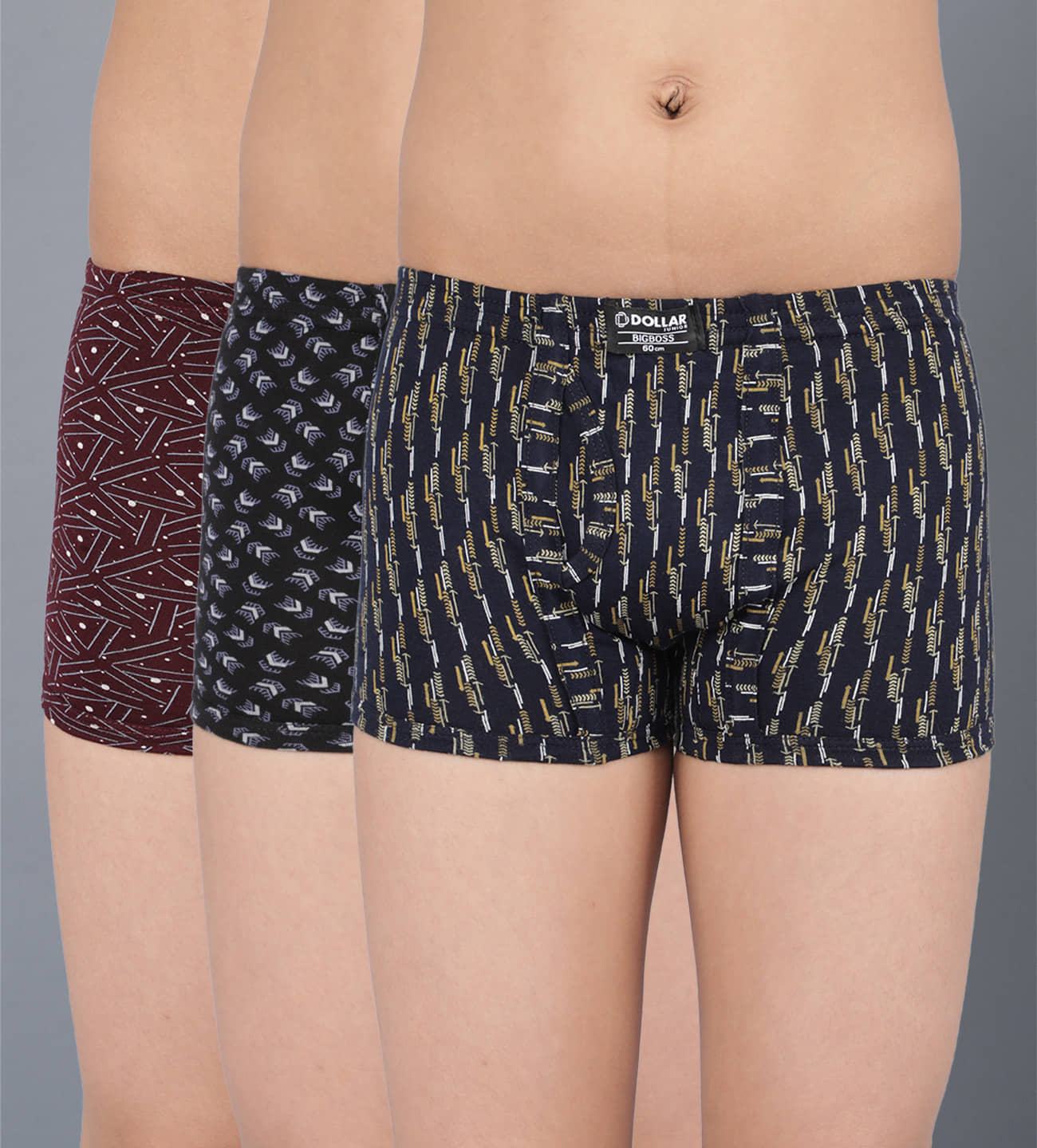 Dollar Bigboss Pack of 3 Boys Cotton Blend Trunks ( Multi Color ) - Nightwear & Loungewear | Buy online on ZillyBuy