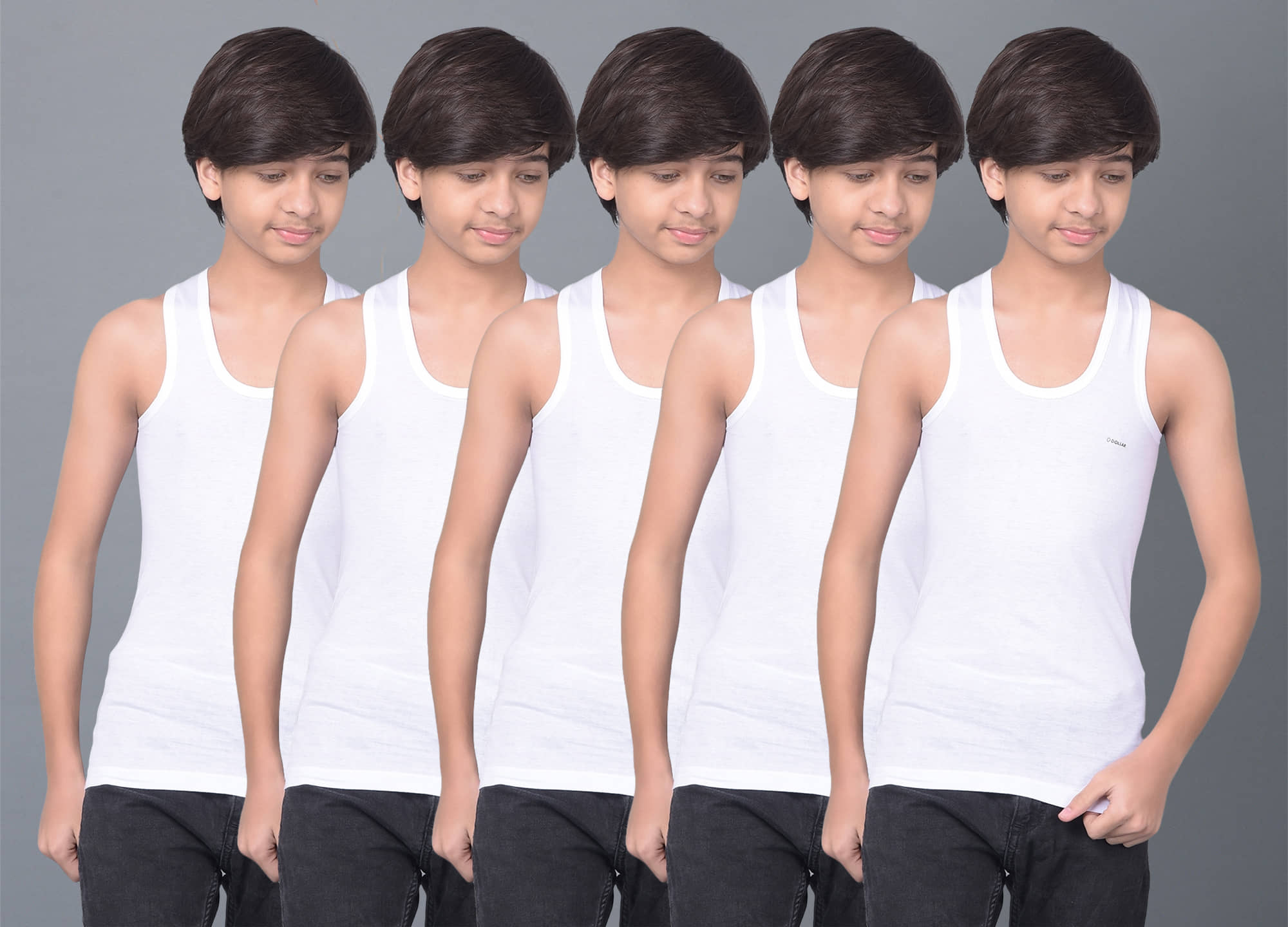 Dollar Bigboss Pack of 5 Boys Cotton Blend ( White ) - Nightwear & Loungewear | Buy online on ZillyBuy
