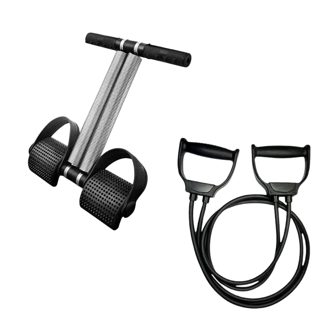 Double Toning Tube Resistance Band for Workout for Men & Women + Double Spring Tummy Trimmer for Men and Women, Home Workout Equipment for abs, Belly Exercise Waist Trimmer - Sports and Fitness Equipment | Buy online on ZillyBuy