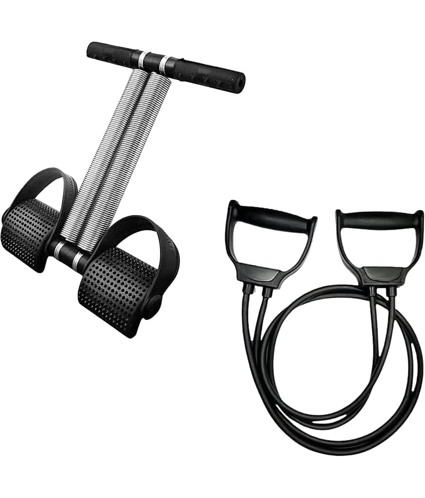 Double Toning Tube Resistance Band for Workout for Men & Women + Double Spring Tummy Trimmer for Men and Women, Home Workout Equipment for abs, Belly Exercise Waist Trimmer - Sports and Fitness Equipment | Buy online on ZillyBuy