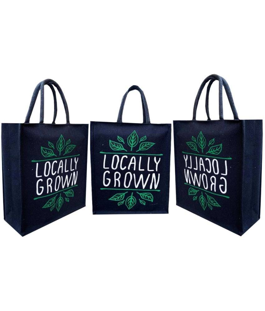     			ENSAC Handheld Jute Set of 3 ( Black )