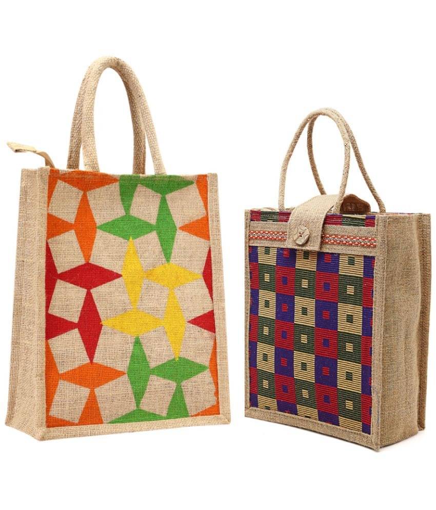     			ENSAC Handheld Jute Set of 2 ( Blue )