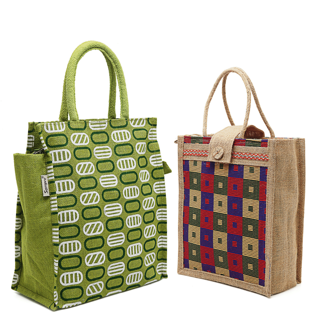     			ENSAC Handheld Jute Set of 2 ( Blue )