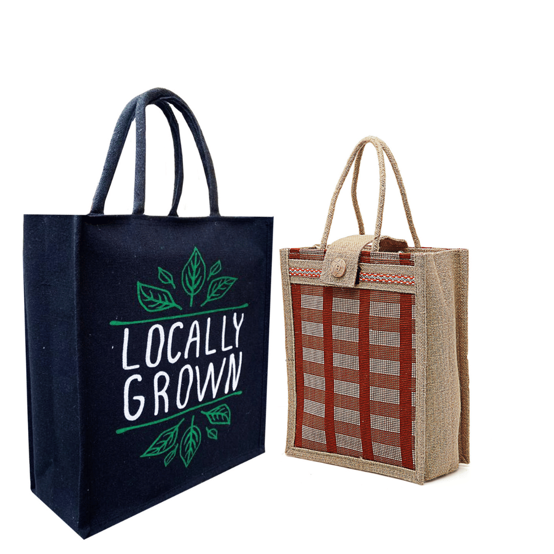     			ENSAC Handheld Jute Set of 2 ( Brown )