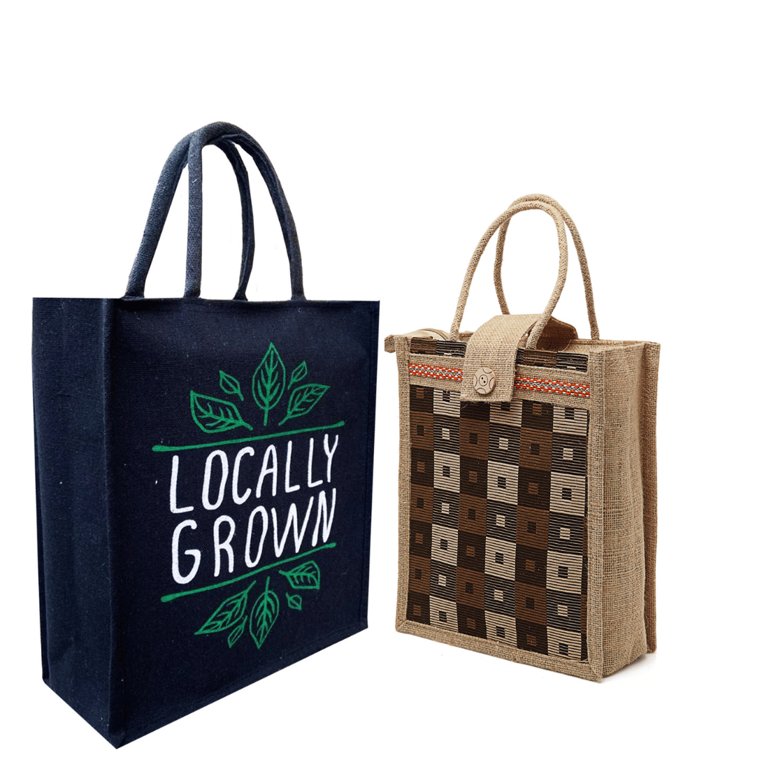     			ENSAC Handheld Jute Set of 2 ( Grey Melange )