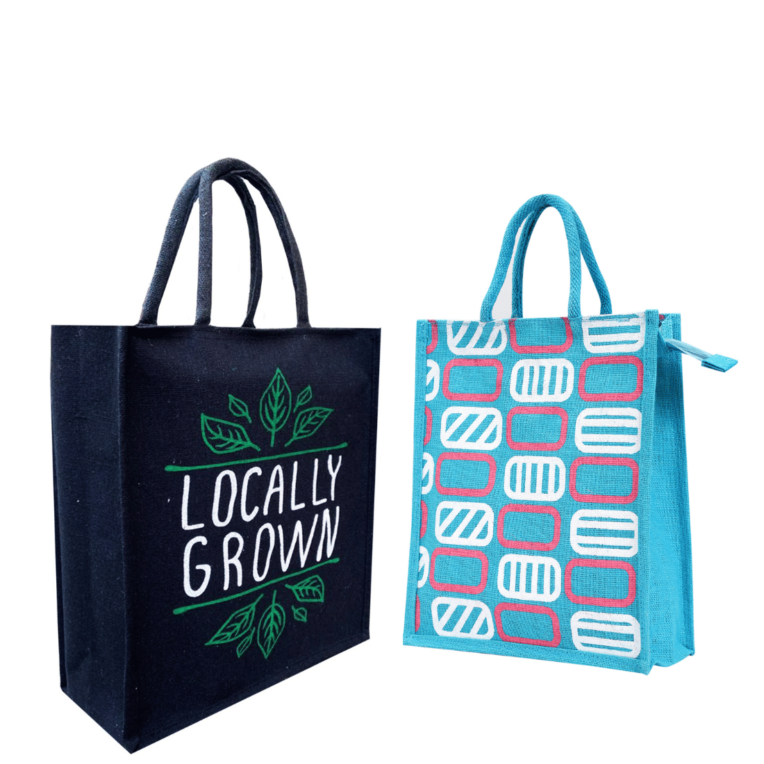     			ENSAC Handheld Jute Set of 2 ( Light Blue )