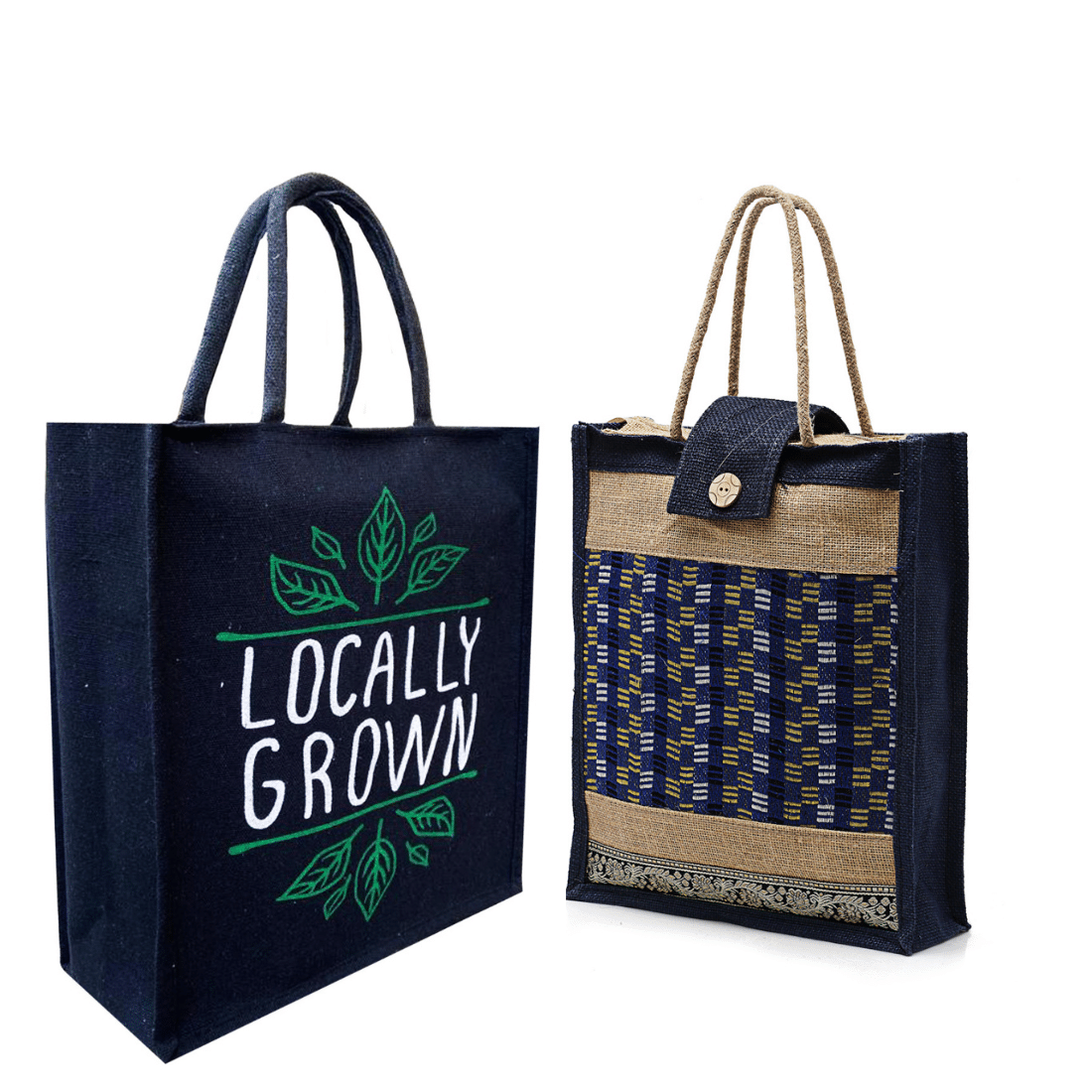     			ENSAC Handheld Jute Set of 2 ( Multicolor )