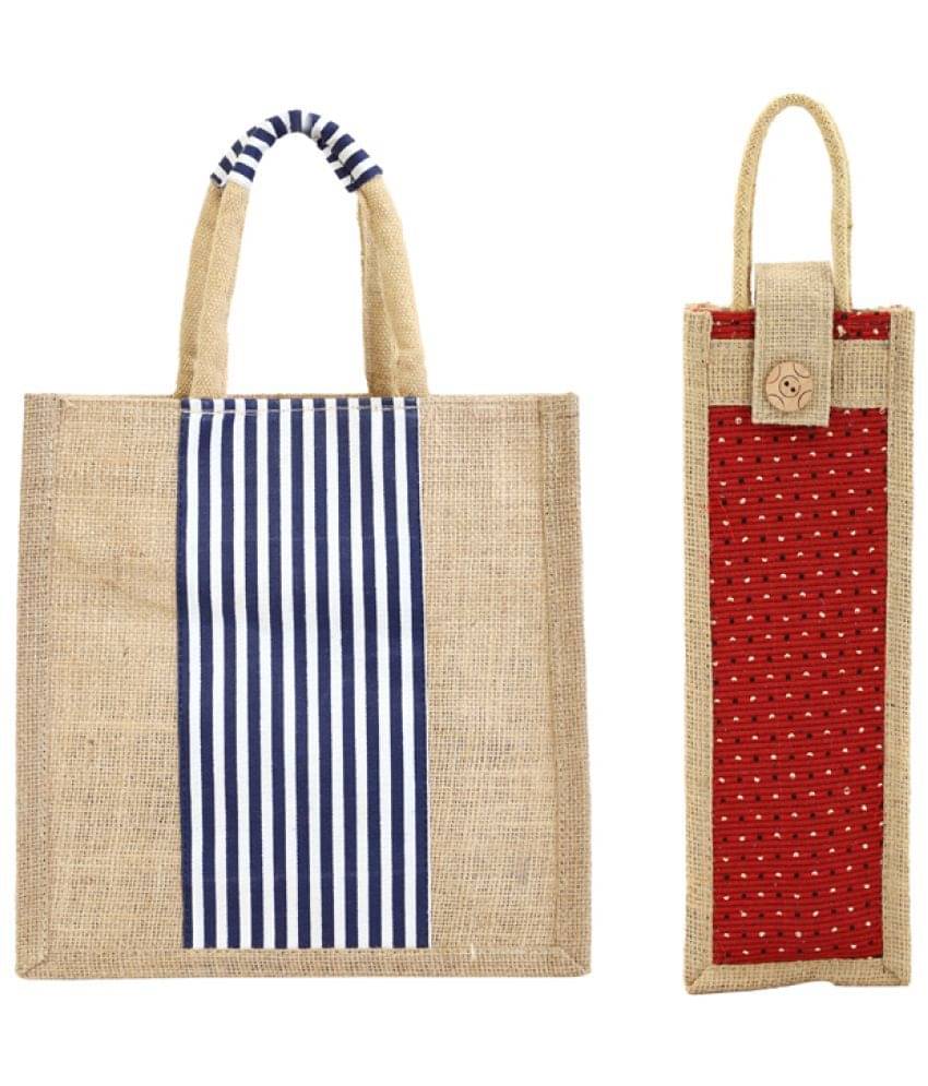     			ENSAC Handheld Jute Set of 2 ( Red )
