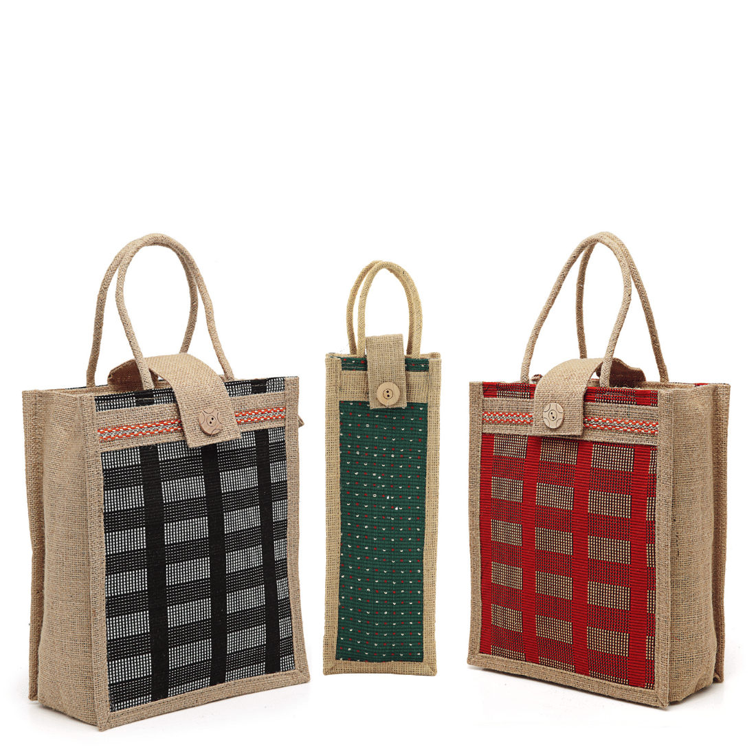     			ENSAC Handheld Jute Set of 3 ( Red )