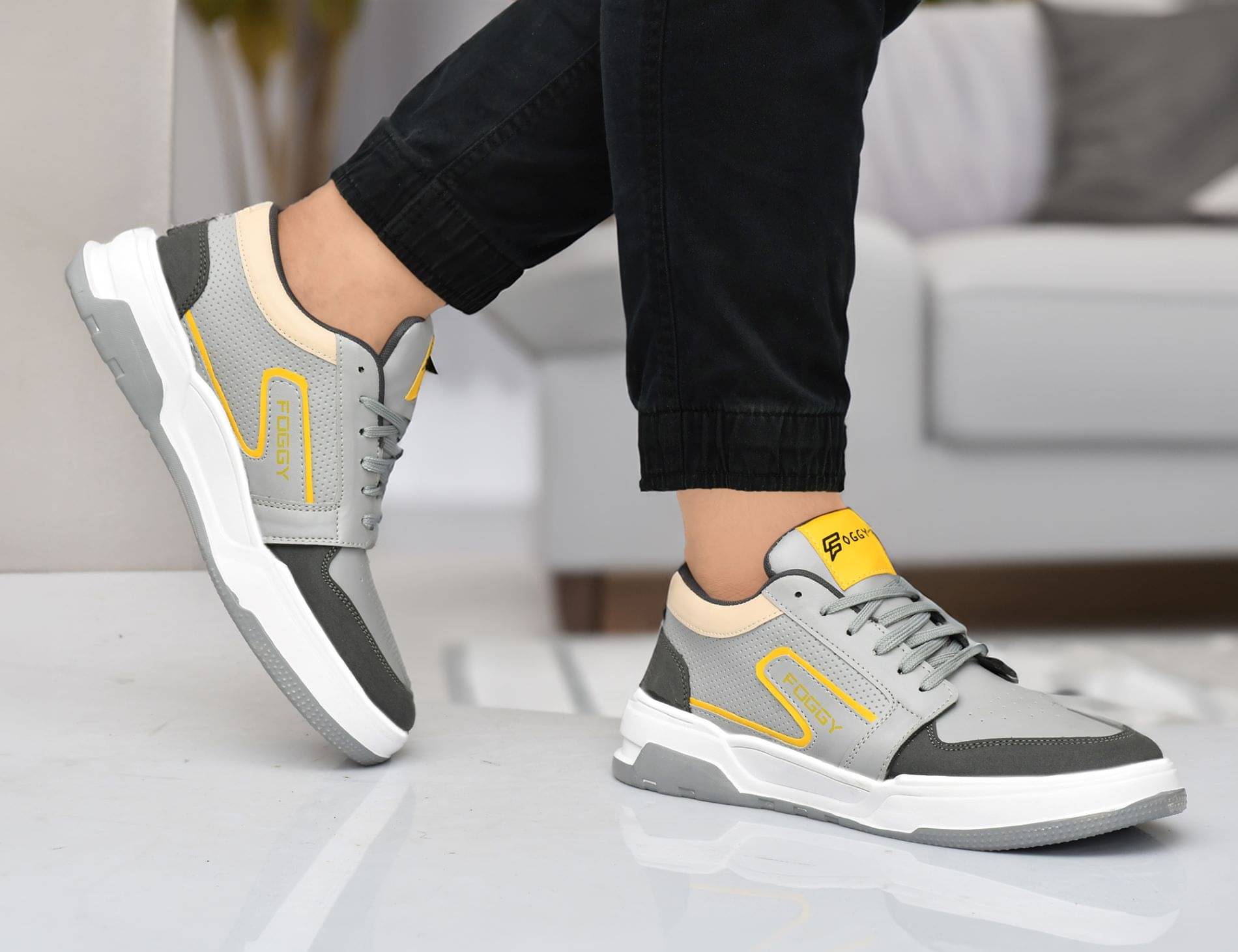     			FOGGY Korean Style Grey Men's Sneakers