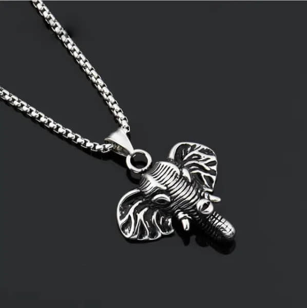 Fashion Frill Chain Necklace For Mens Elephent Head Design Stainless Steel Silver Color Lobster Clasp Chain Pendant For Men Boys Jewellery