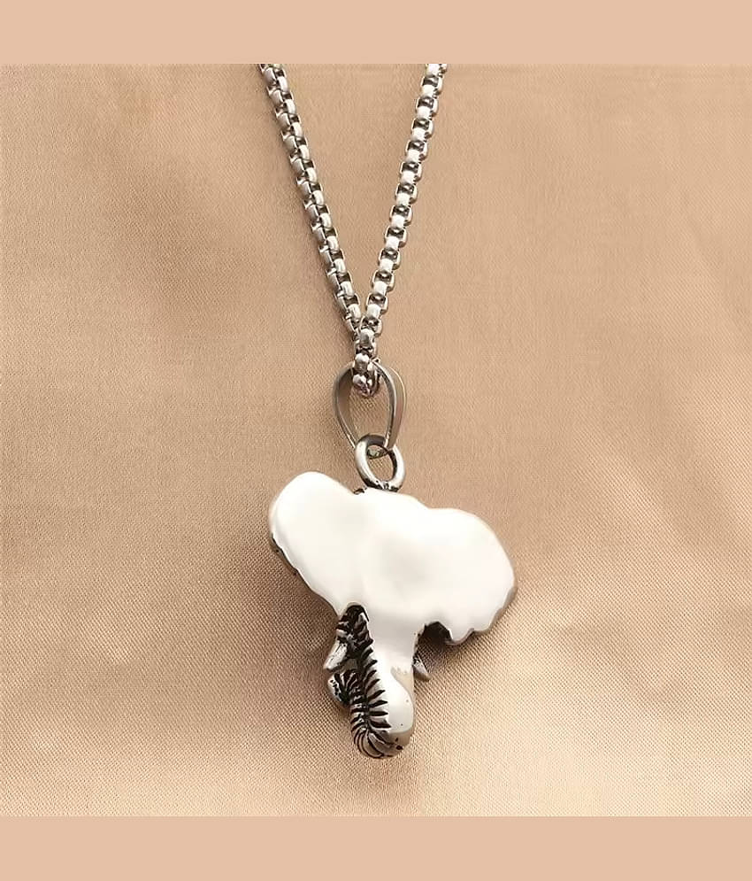 Fashion Frill Chain Necklace For Mens Elephent Head Design Stainless Steel Silver Color Lobster Clasp Chain Pendant For Men Boys Jewellery