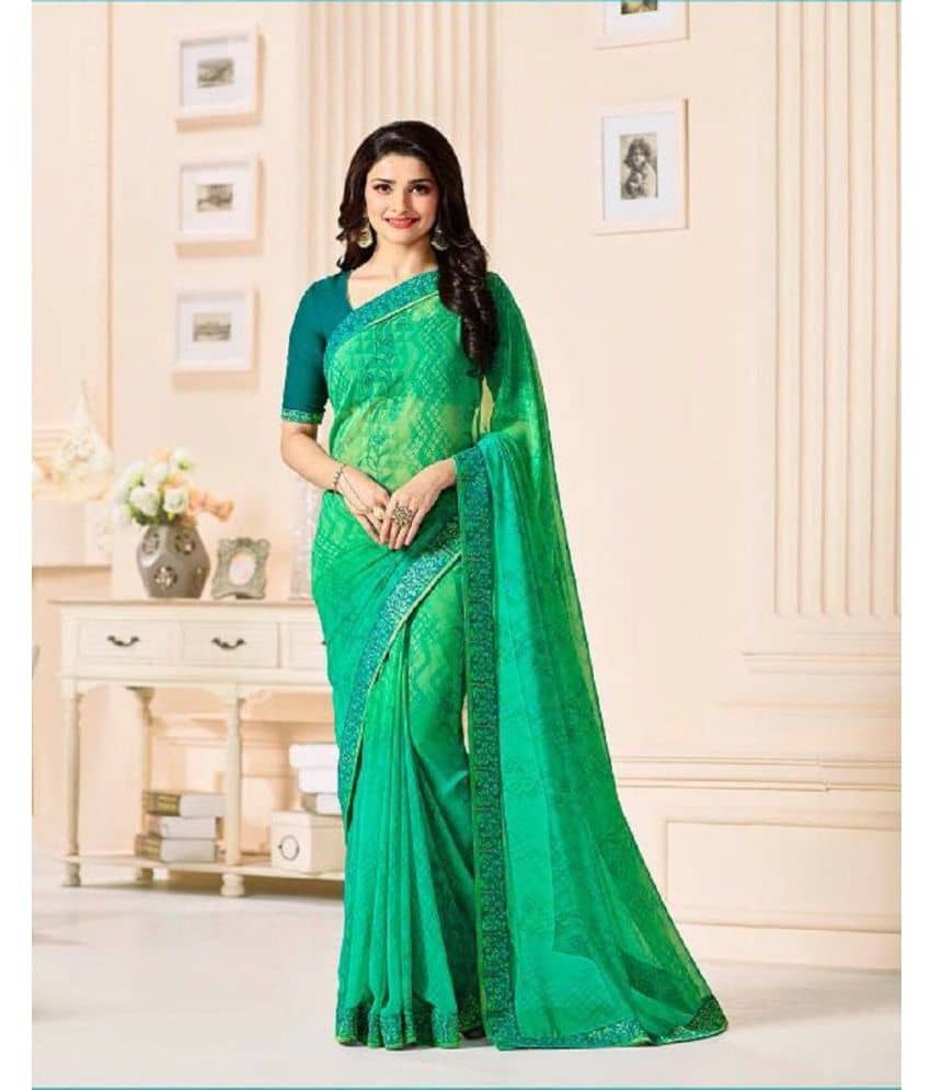 Gazal Fashions Georgette Printed Saree With Unstitched Blouse Piece ( Beige1 ) - Sarees | Buy online on ZillyBuy