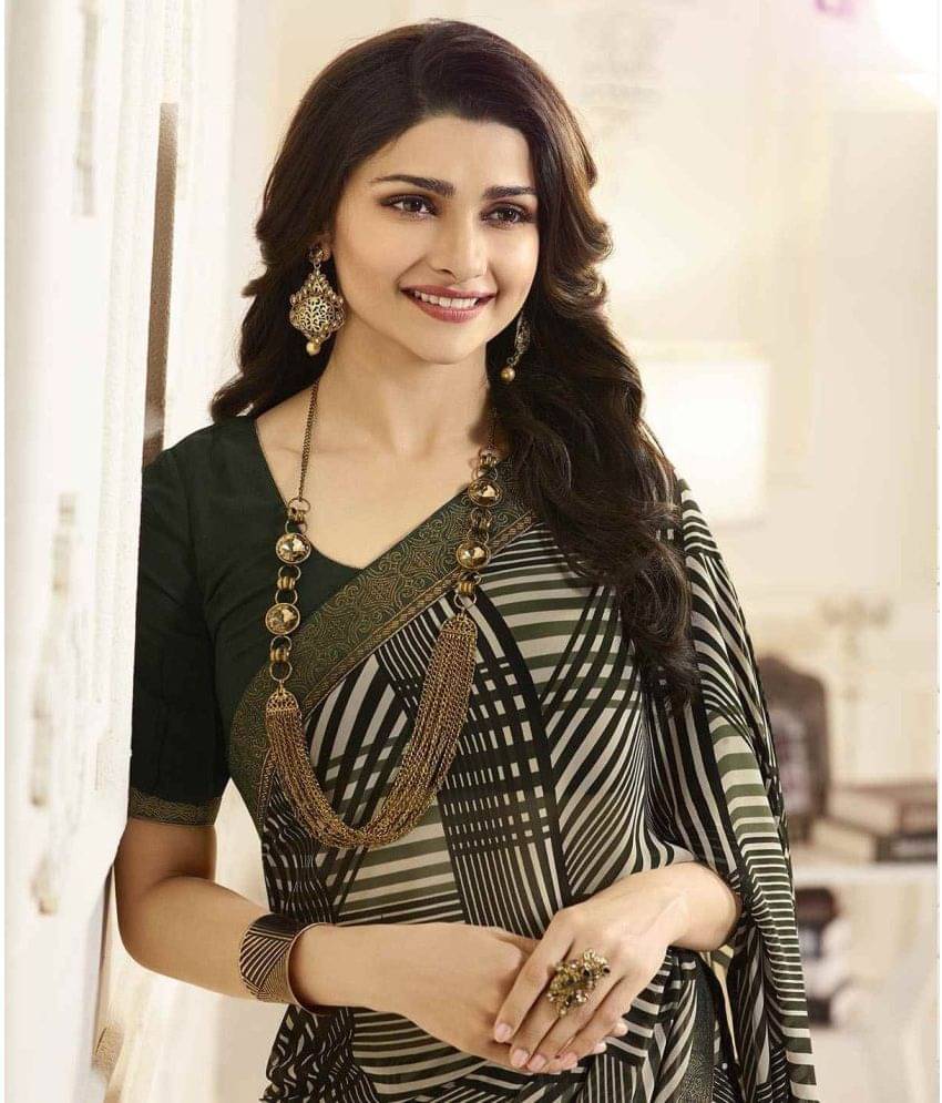     			Gazal Fashions Georgette Printed Saree With Unstitched Blouse Piece ( Off White )