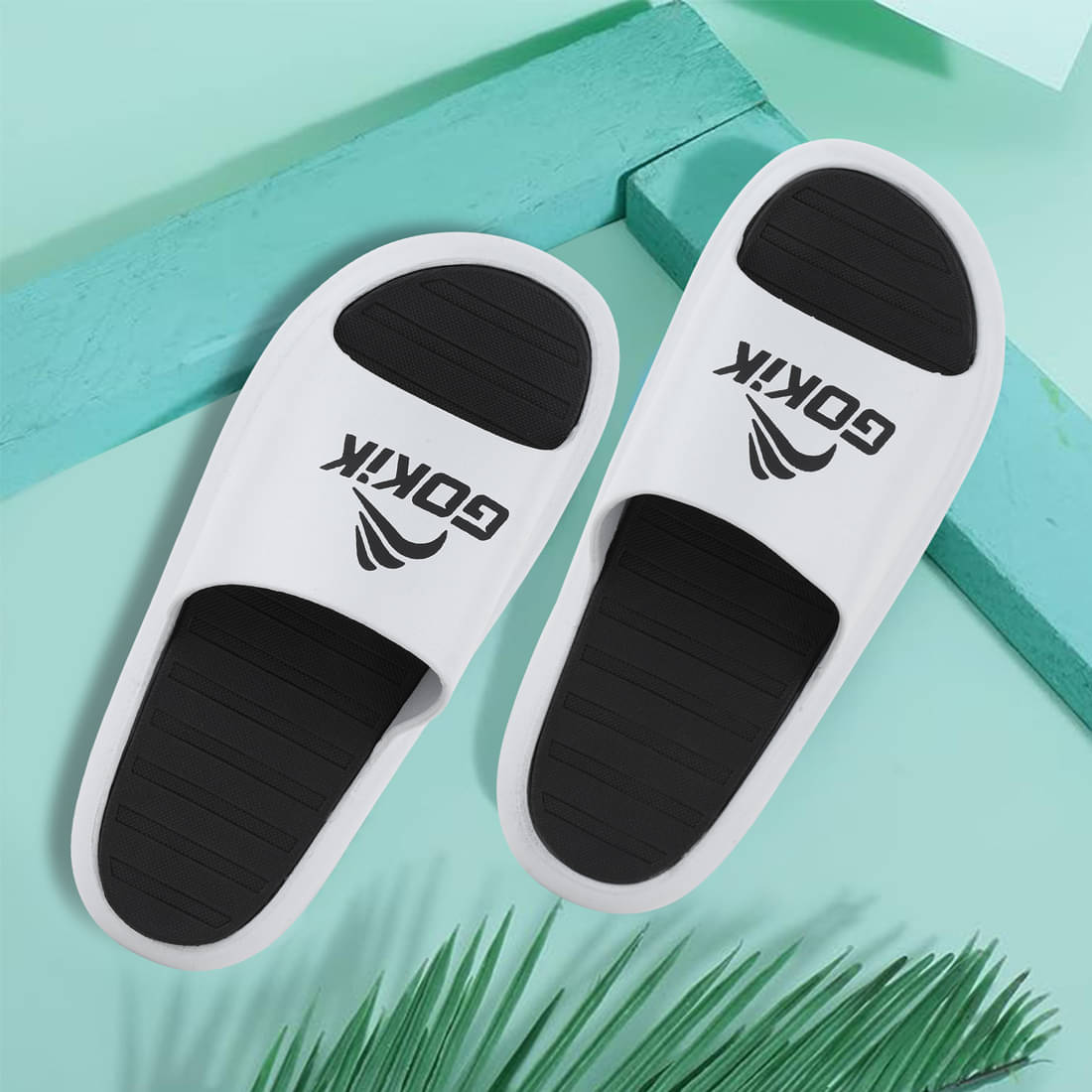     			Gokik Grey Men's Slide Flip Flop