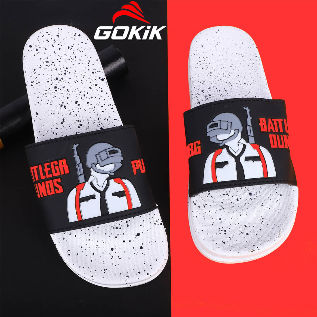     			Gokik White Men's Slide Flip Flop