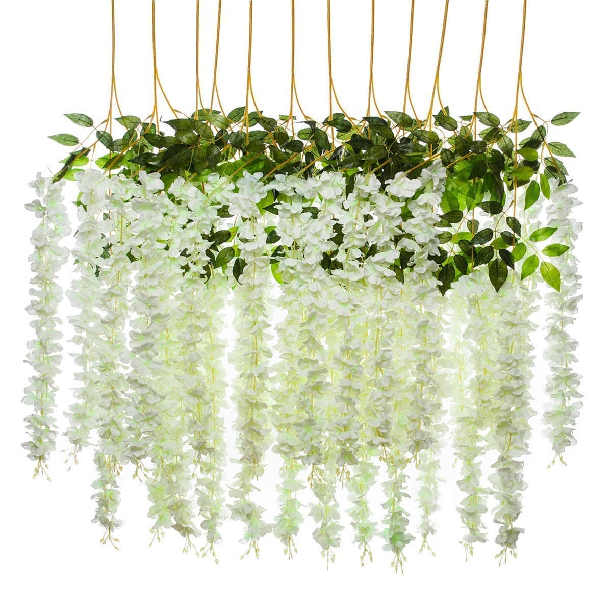Green plant indoor - White Wild Artificial Flowers Bunch ( Pack of 12 )