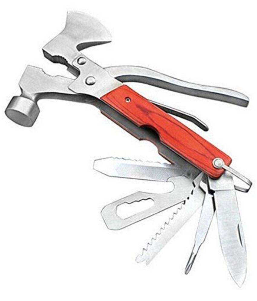     			Hammer Tool Kit Portable 10 in 1 Multi Utility Multifunction Stainless Steel Hammer Tool Kit Knife Axe Bottle