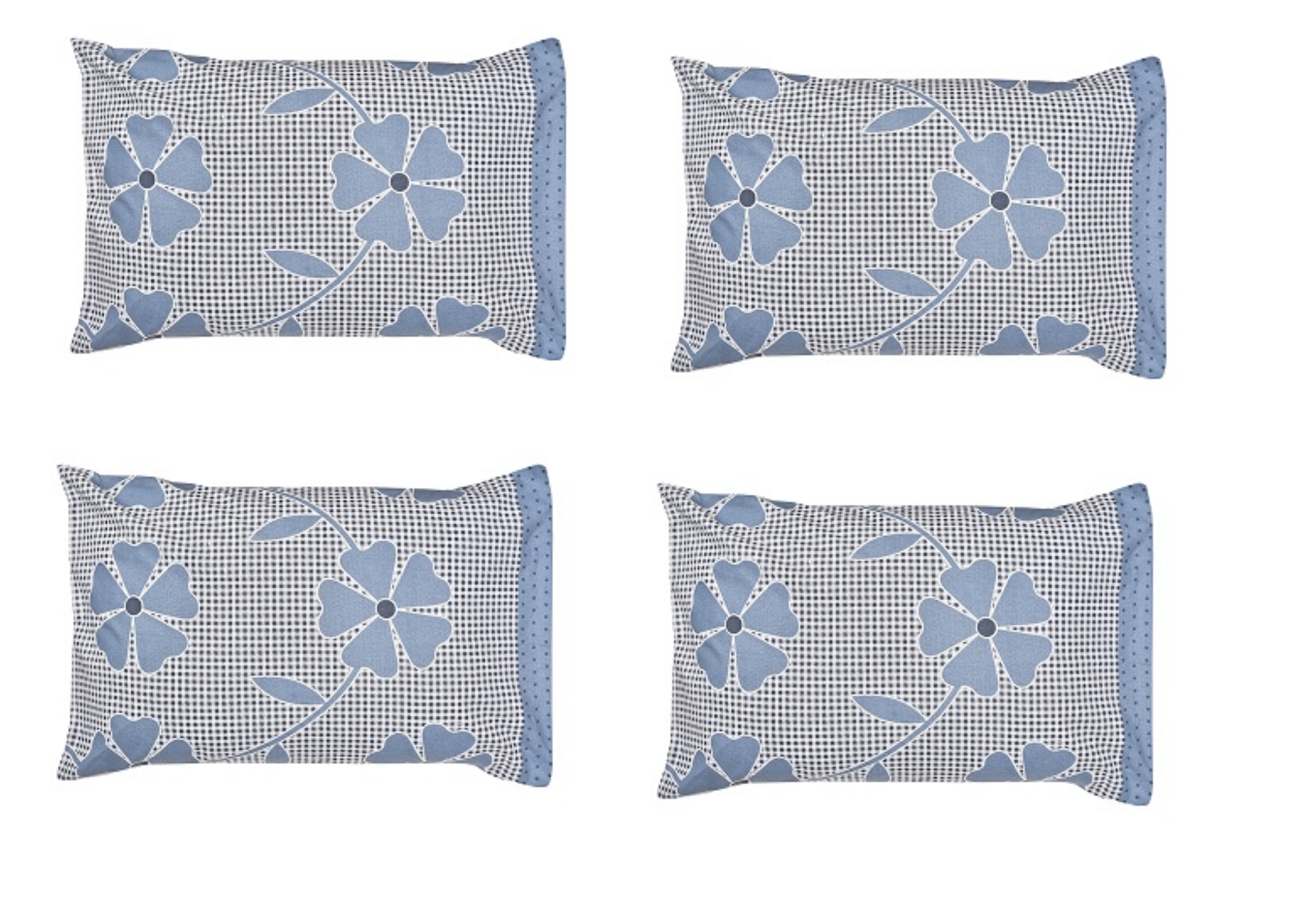 Handloomwala - Pack of 4 Cotton Floral Standard Size Pillow Cover ( 68.58 cm(27) x 43.18 cm(17) ) - Multi Handloomwala - Pack of 4 Cotton Floral Standard Size Pillow Cover ( 68.58 cm(27) x 43.18 cm(17) ) - Multi