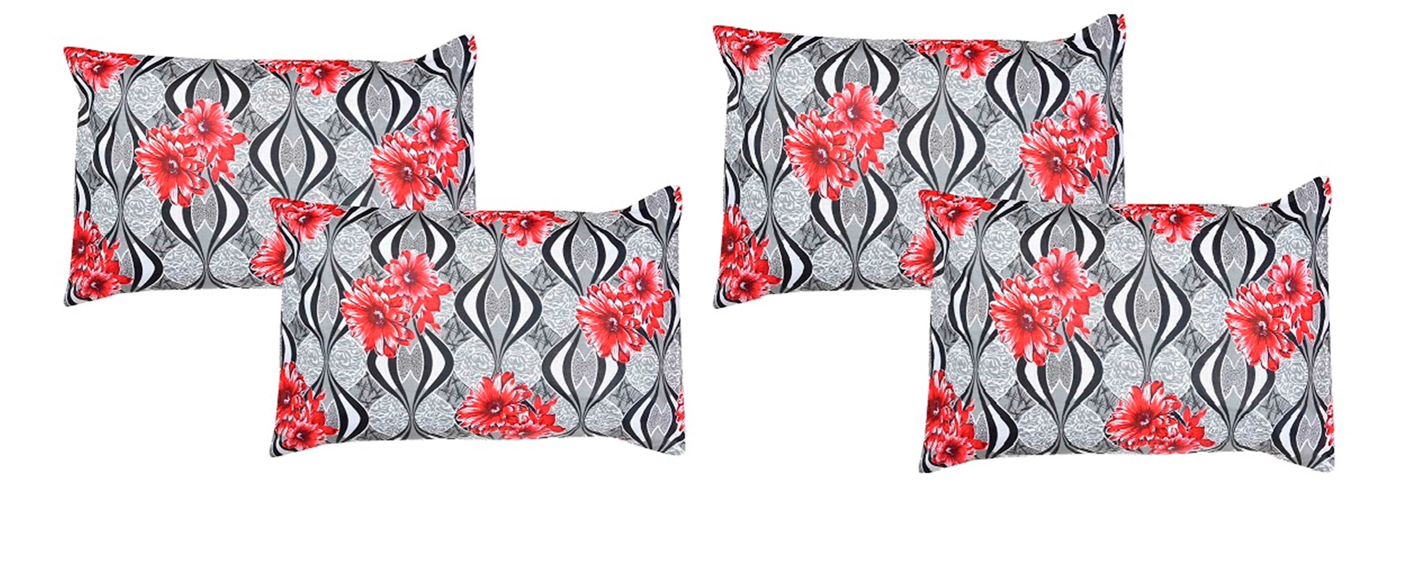 Handloomwala - Pack of 4 Cotton Floral Standard Size Pillow Cover ( 68.58 cm(27) x 43.18 cm(17) ) - Multi