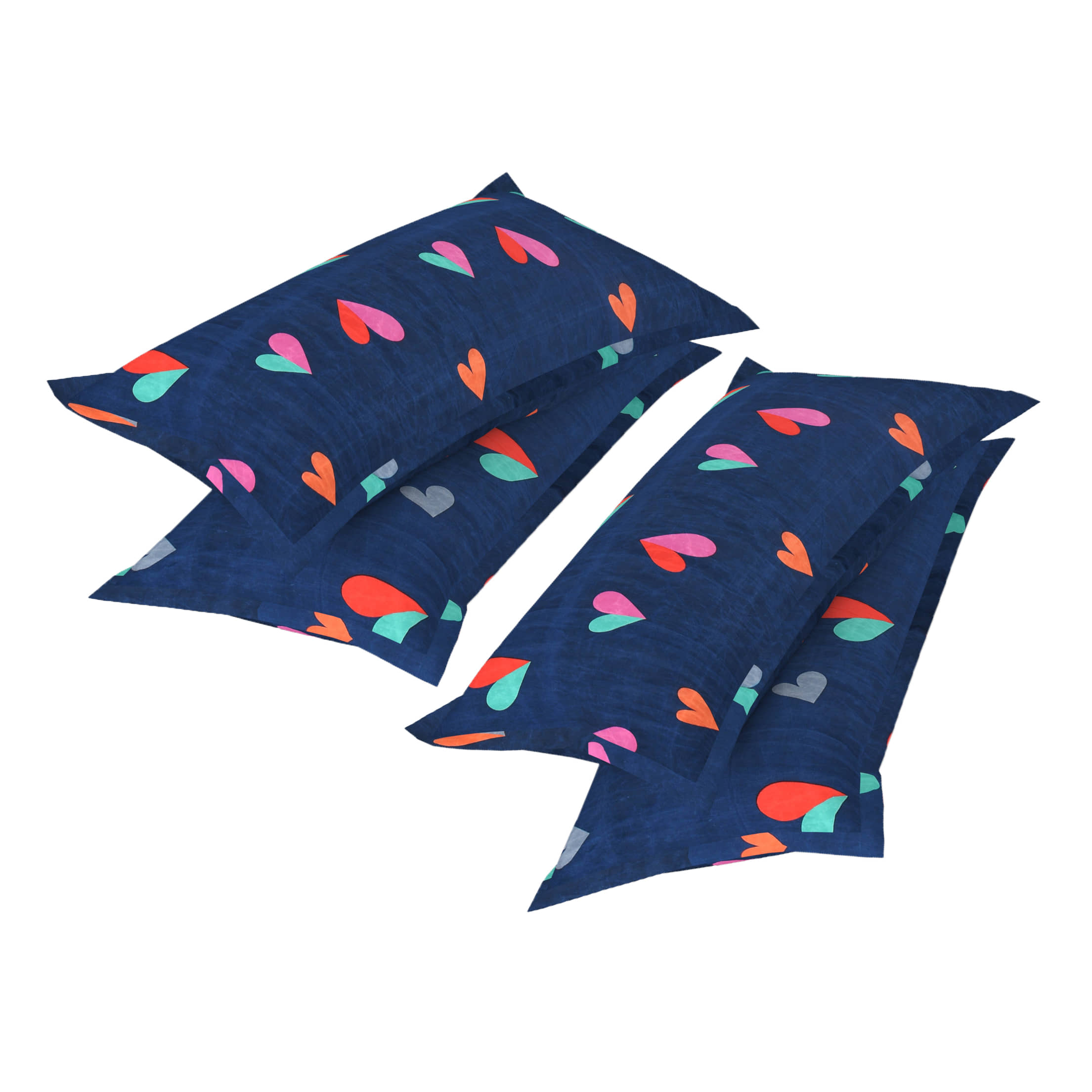 Handloomwala - Pack of 4 Poly Cotton Abstract Standard Size Pillow Cover ( 68.58 cm(27) x 43.18 cm(17) ) - Multi