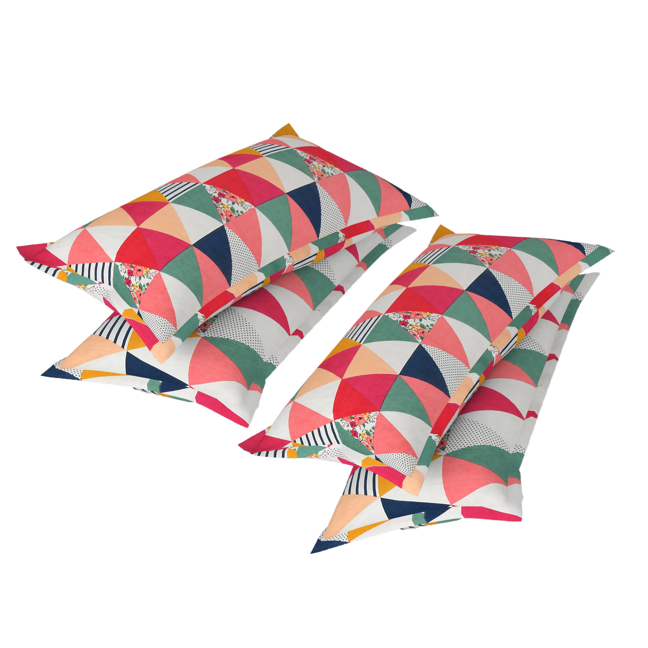 Handloomwala - Pack of 4 Poly Cotton Abstract Standard Size Pillow Cover ( 68.58 cm(27) x 43.18 cm(17) ) - Multi Handloomwala - Pack of 4 Poly Cotton Abstract Standard Size Pillow Cover ( 68.58 cm(27) x 43.18 cm(17) ) - Multi