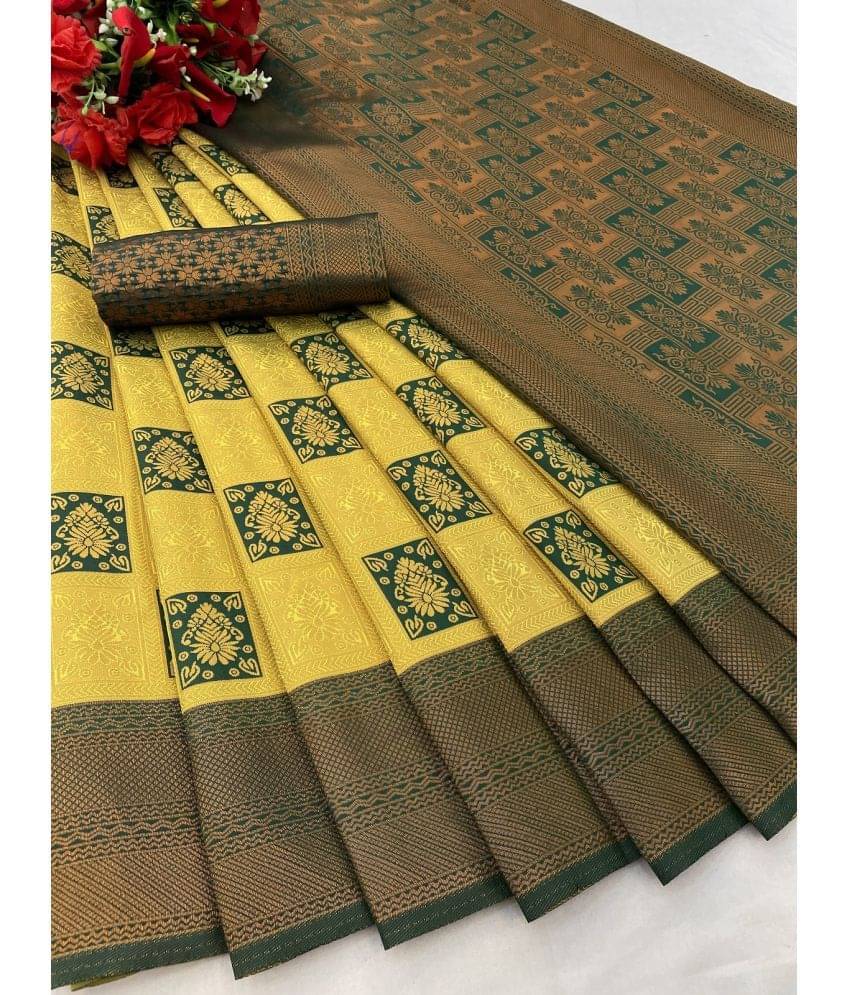 JULEE Banarasi Silk Solid Saree With Unstitched Blouse Piece ( Green ) JULEE Banarasi Silk Solid Saree With Unstitched Blouse Piece ( Green )