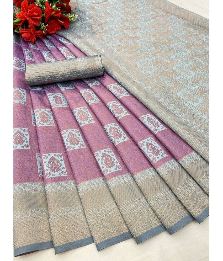     			JULEE Banarasi Silk Solid Saree With Unstitched Blouse Piece ( Pink )