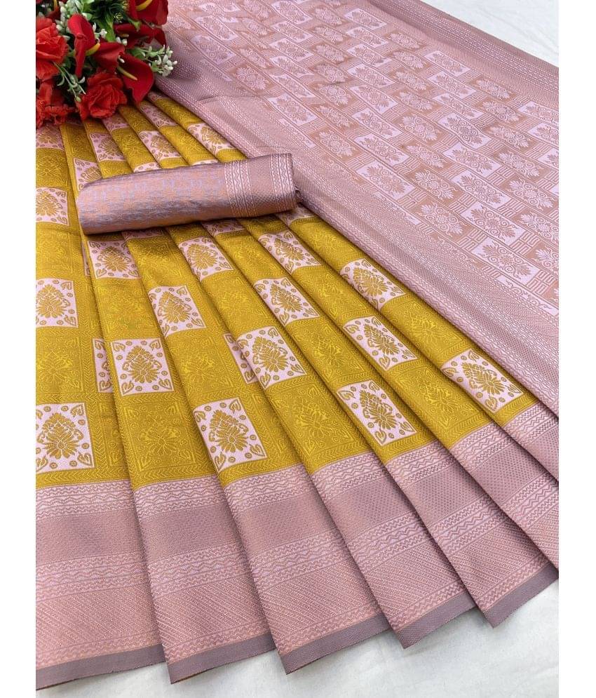     			JULEE Banarasi Silk Solid Saree With Unstitched Blouse Piece ( Mustard )