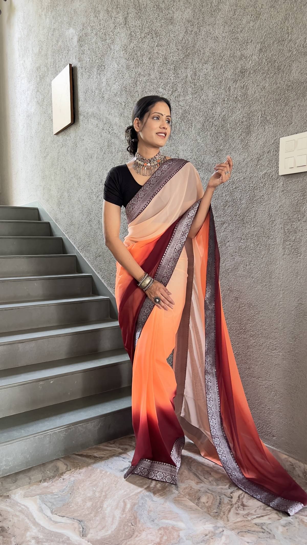 JULEE Georgette Solid Saree With Unstitched Blouse Piece ( Orange ) JULEE Georgette Solid Saree With Unstitched Blouse Piece ( Orange )