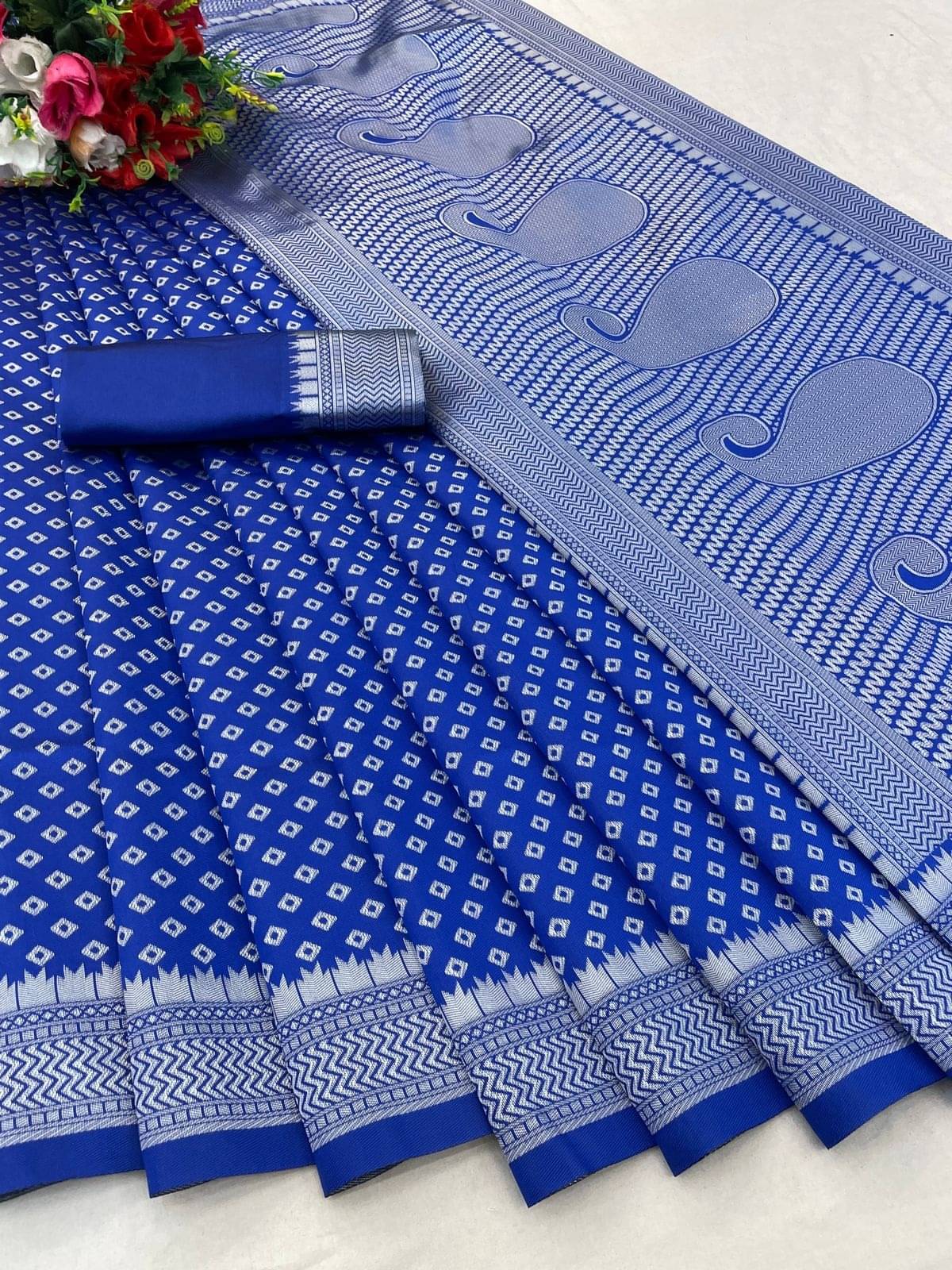 JULEE Jacquard Solid Saree With Unstitched Blouse Piece ( Blue ) JULEE Jacquard Solid Saree With Unstitched Blouse Piece ( Blue )