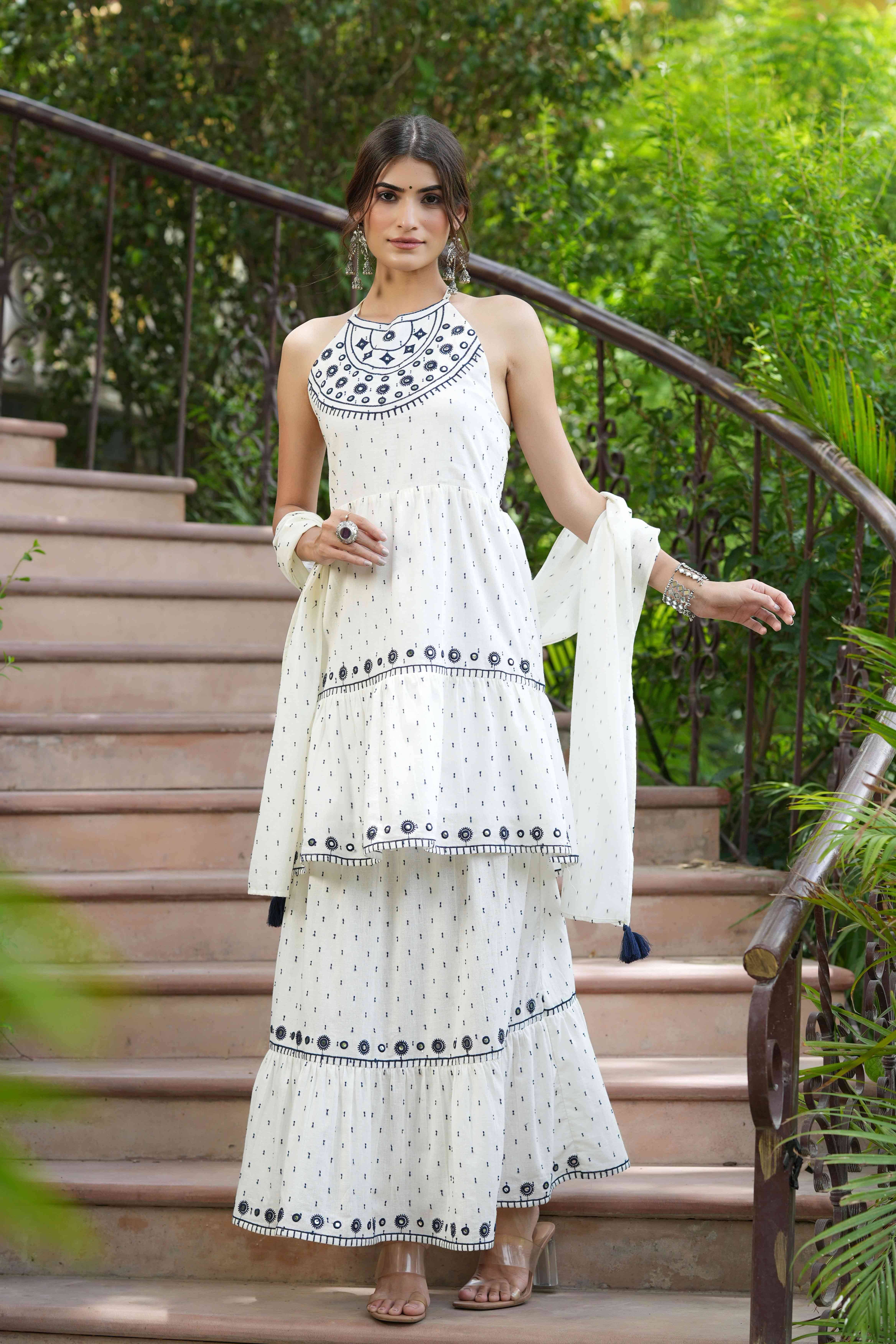 Juniper Cotton Printed Kurti With Skirt Women's Stitched Salwar Suit - Off White ( Pack of 1 ) Juniper Cotton Printed Kurti With Skirt Women's Stitched Salwar Suit - Off White ( Pack of 1 )