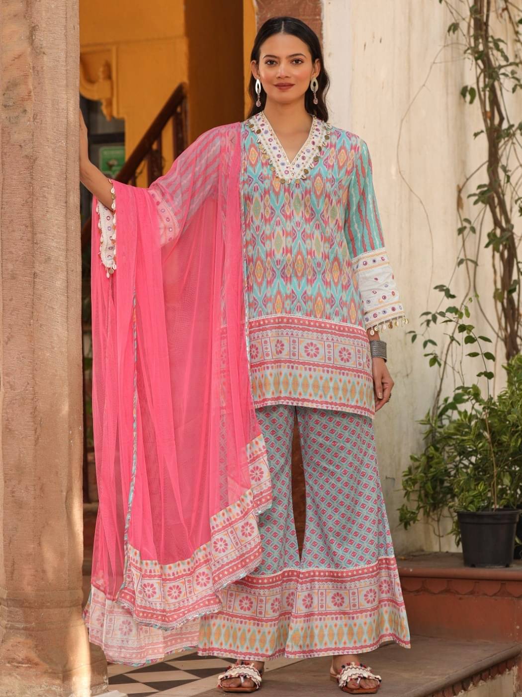 Juniper Cotton Printed Kurti With Pants Women's Stitched Salwar Suit - Blue ( Pack of 1 ) Juniper Cotton Printed Kurti With Pants Women's Stitched Salwar Suit - Blue ( Pack of 1 )