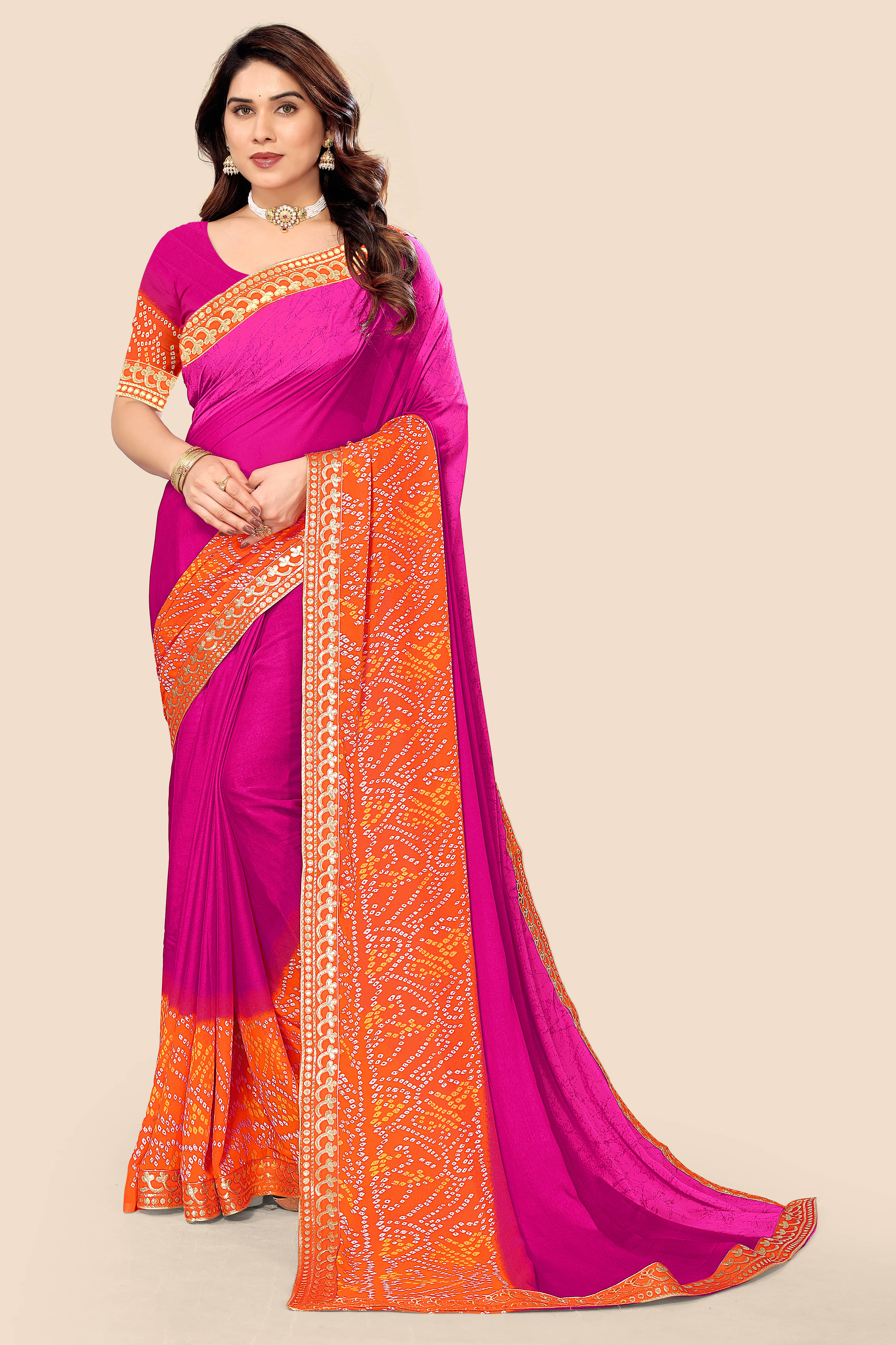 Kanooda Prints Georgette Printed Saree With Unstitched Blouse Piece ( Pink ) Kanooda Prints Georgette Printed Saree With Unstitched Blouse Piece ( Pink )