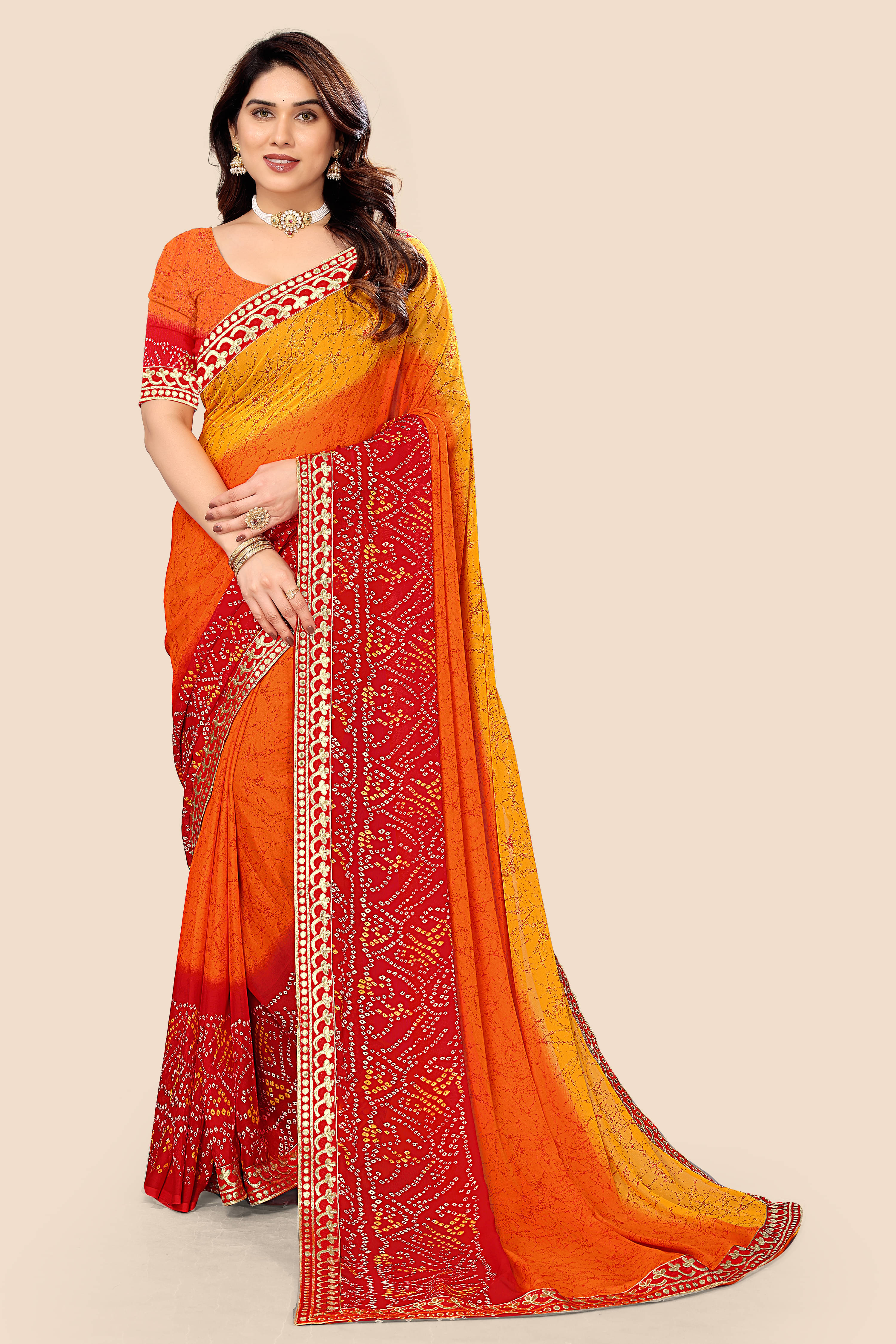     			Kanooda Prints Georgette Printed Saree With Unstitched Blouse Piece ( Yellow1 )