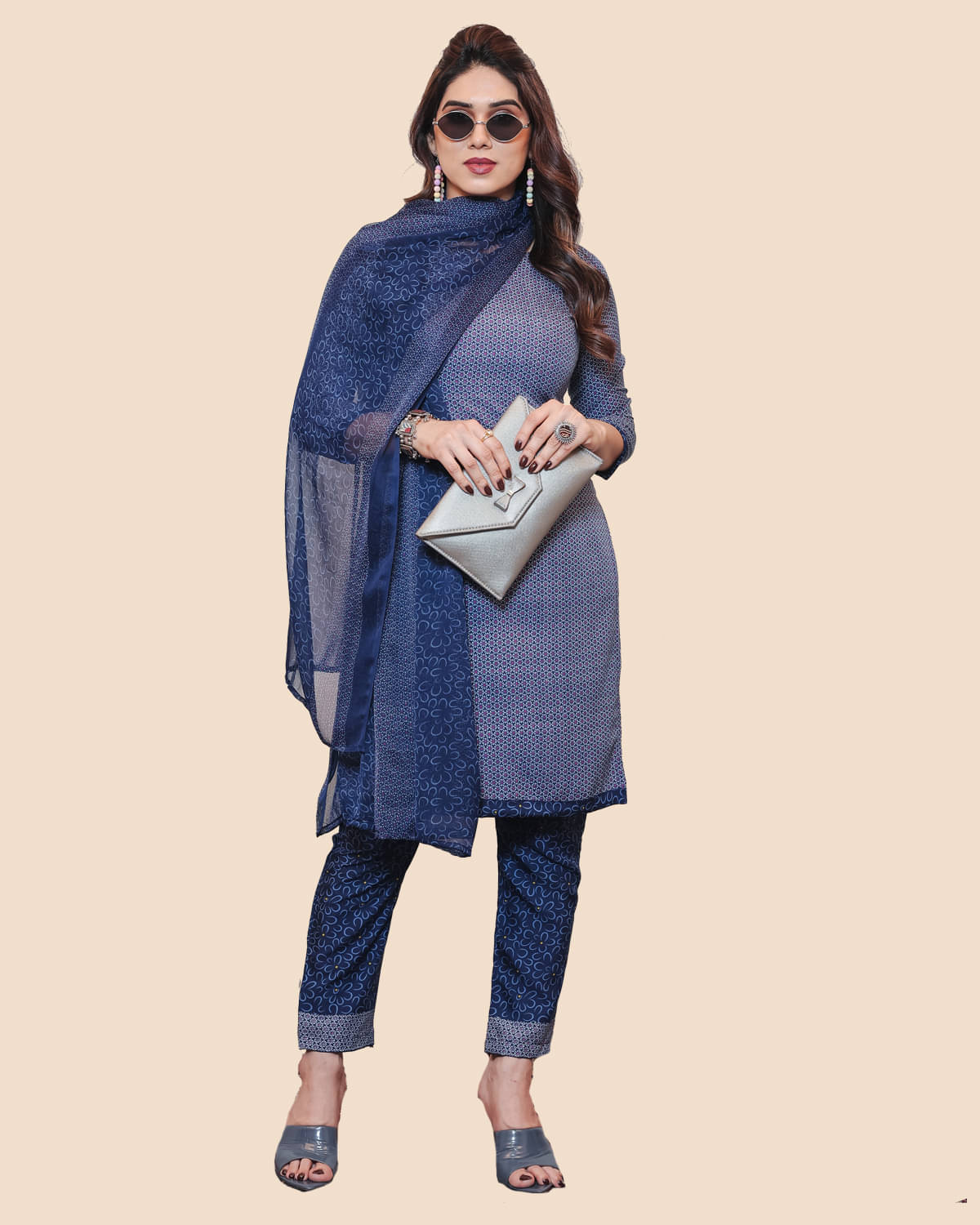 Kashvi Unstitched Crepe Printed Dress Material - Blue ( Pack of 1 ) Kashvi Unstitched Crepe Printed Dress Material - Blue ( Pack of 1 )