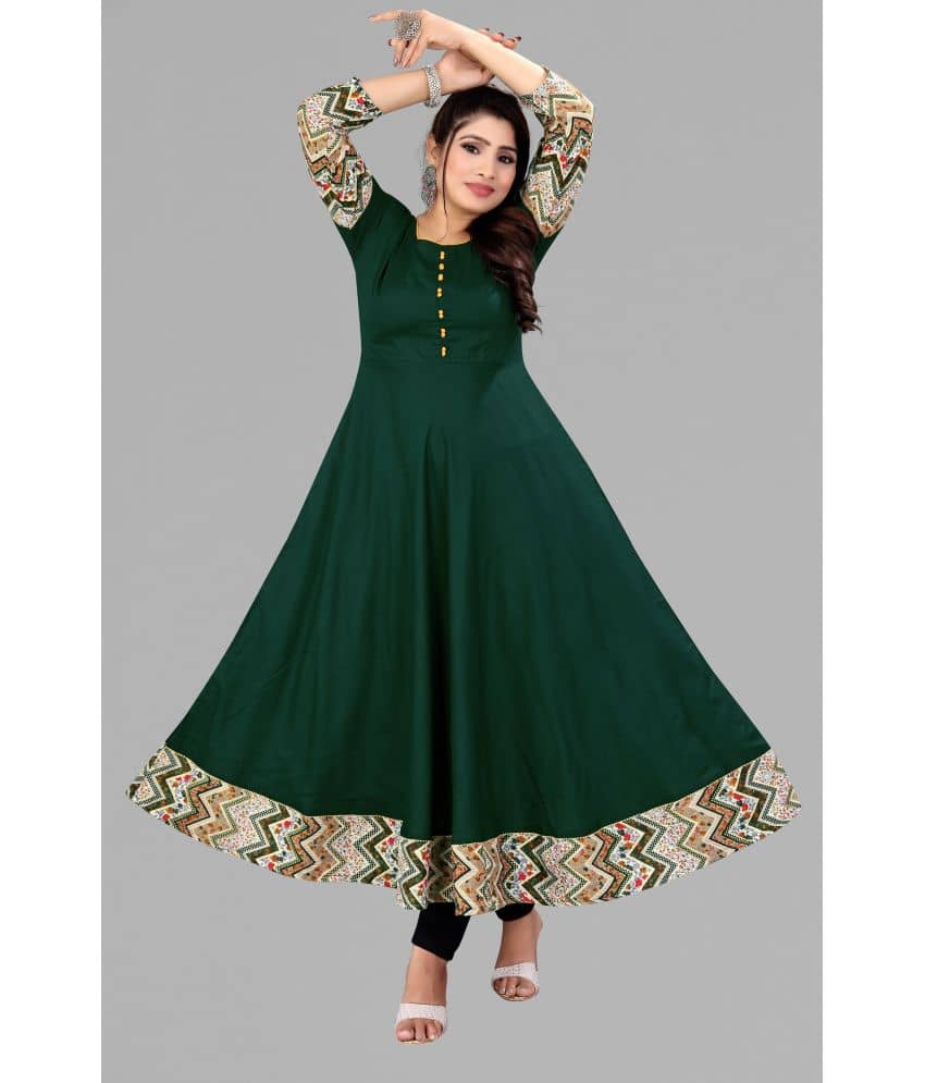 MEESORRA Rayon Solid Anarkali Women's Kurti - Green ( Pack of 1 ) - Kurtis, Tunics | Buy online on ZillyBuy
