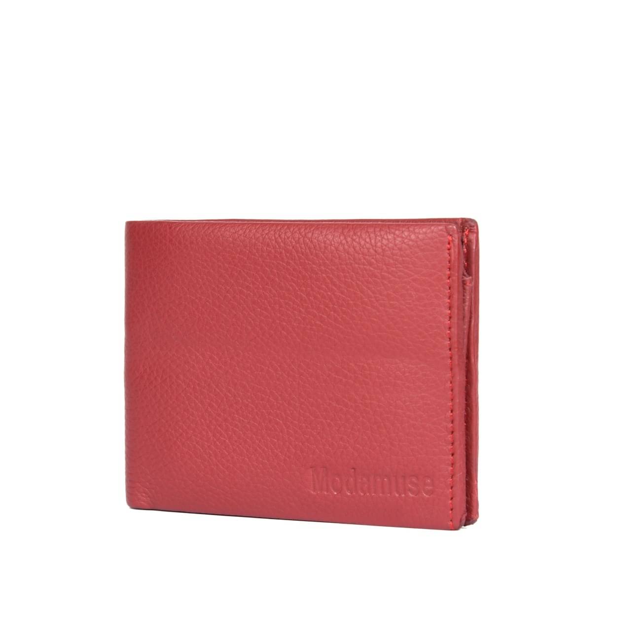     			MODAMUSE Leather Solid Men's Regular Wallet With 10 Slots For Card ( Red , Pack of 1 )