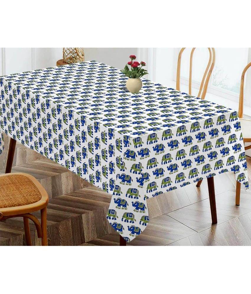     			Oasis Hometex Printed Cotton 4 Seater Rectangle Table Cover ( 152 x 138 ) cm Pack of 1 Blue