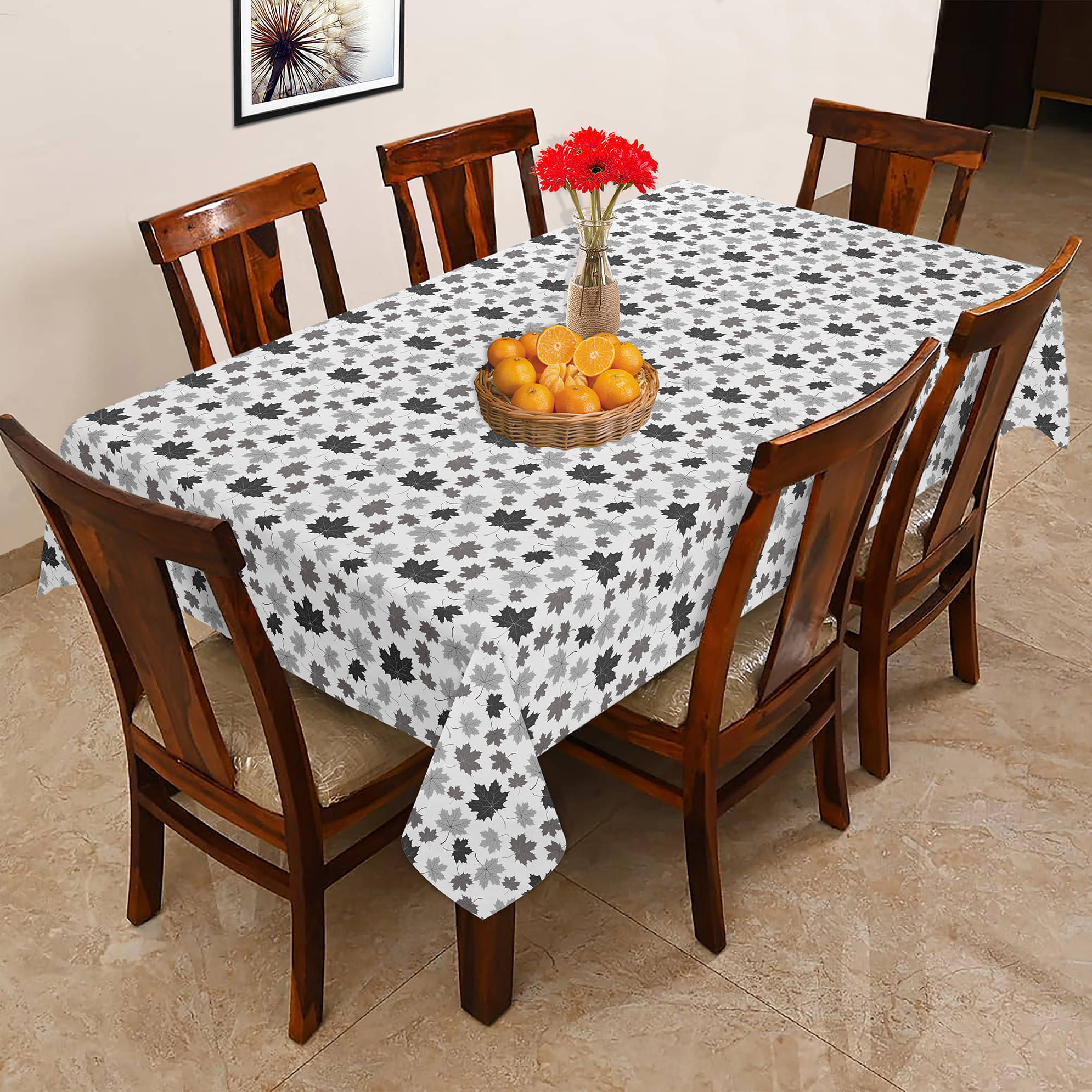     			Oasis Hometex Printed Cotton 6 Seater Rectangle Table Cover ( 178 x 152 ) cm Pack of 1 Gray