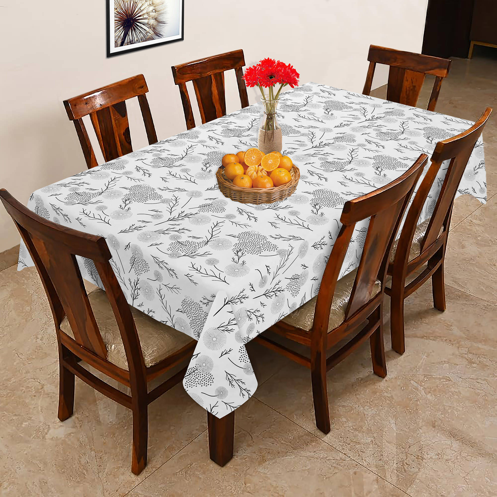 Oasis Hometex Printed Cotton 6 Seater Rectangle Table Cover ( 178 x 152 ) cm Pack of 1 Black     			Oasis Hometex Printed Cotton 6 Seater Rectangle Table Cover ( 178 x 152 ) cm Pack of 1 Black