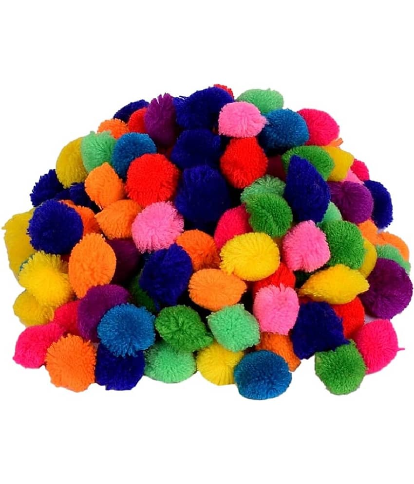 PRANSUNITA Pom Pom Wool Balls, 20 mm, Used in Jewellery & Toran Making, Macrame Art, Decorations, Dresses, School Projects, etc, Pack of 230 pcs, Multicolored - Stationery | Buy online on ZillyBuy