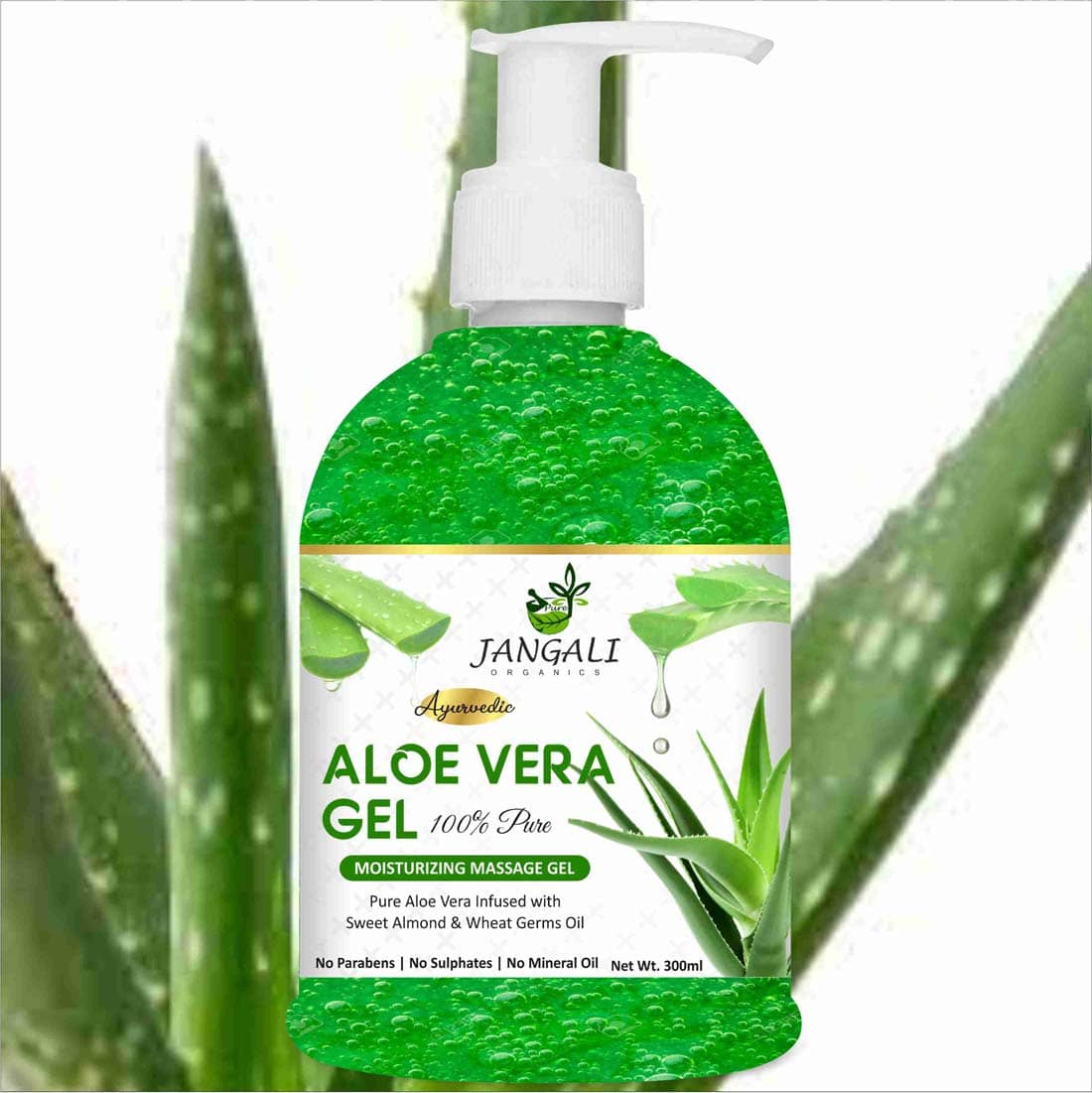 PURE JANGALI ORGANICS Aloe Vera Gel - Moisturize Skin & Younger Looking 300ML