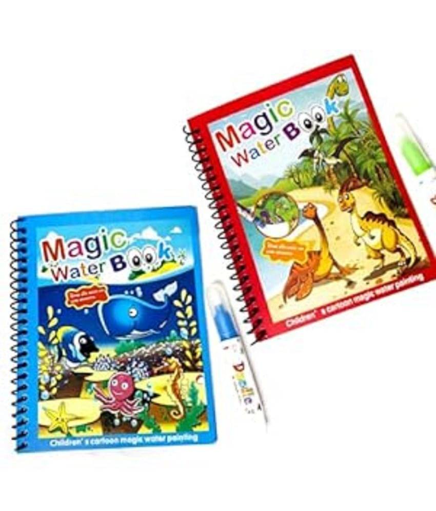 SNOZIO Magic Water Coloring Doodle Book & Magic Pen Reusable Magic Water Quick Dry Book Water Coloring Book Doodle with Magic Pen Painting Board for Children Education Drawing Pad (Pack of 2) SNOZIO Magic Water Coloring Doodle Book & Magic Pen Reusable Magic Water Quick Dry Book Water Coloring Book Doodle with Magic Pen Painting Board for Children Education Drawing Pad (Pack of 2)