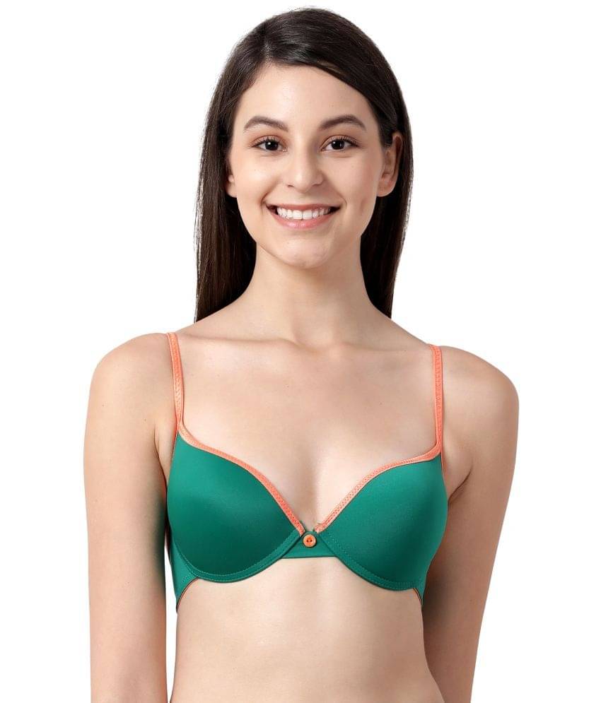     			Susie Nylon Lightly Padded Women's Push Up Bra ( Green )