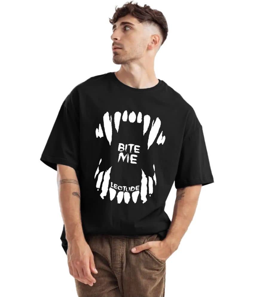 Trond Pack of 1 100% Cotton Oversized Fit Men's T-Shirt ( Black )