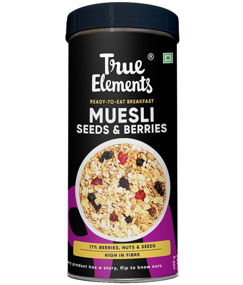     			True Elements Seeds & Berries Muesli 100% Wholegrain Breakfast Cereal High Fibre & Protein (400G)