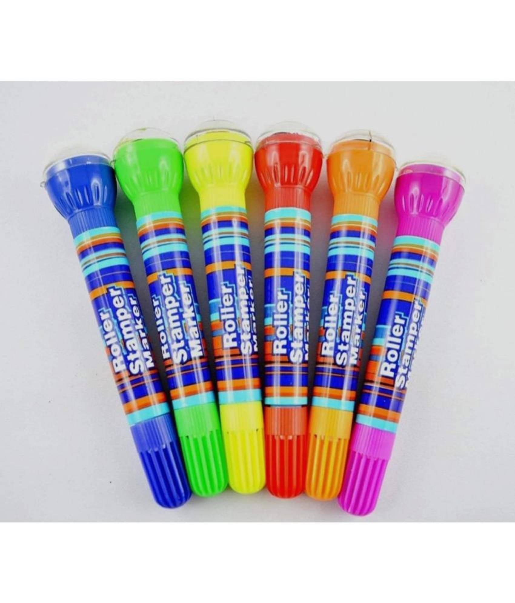     			2707 F -FLIPCLIPS 6 PC SET 2 in 1 Roller Stamper and Marker Pen with Water-Based Ink for Scrapbooks (Set of 6 Pens) Multicolor