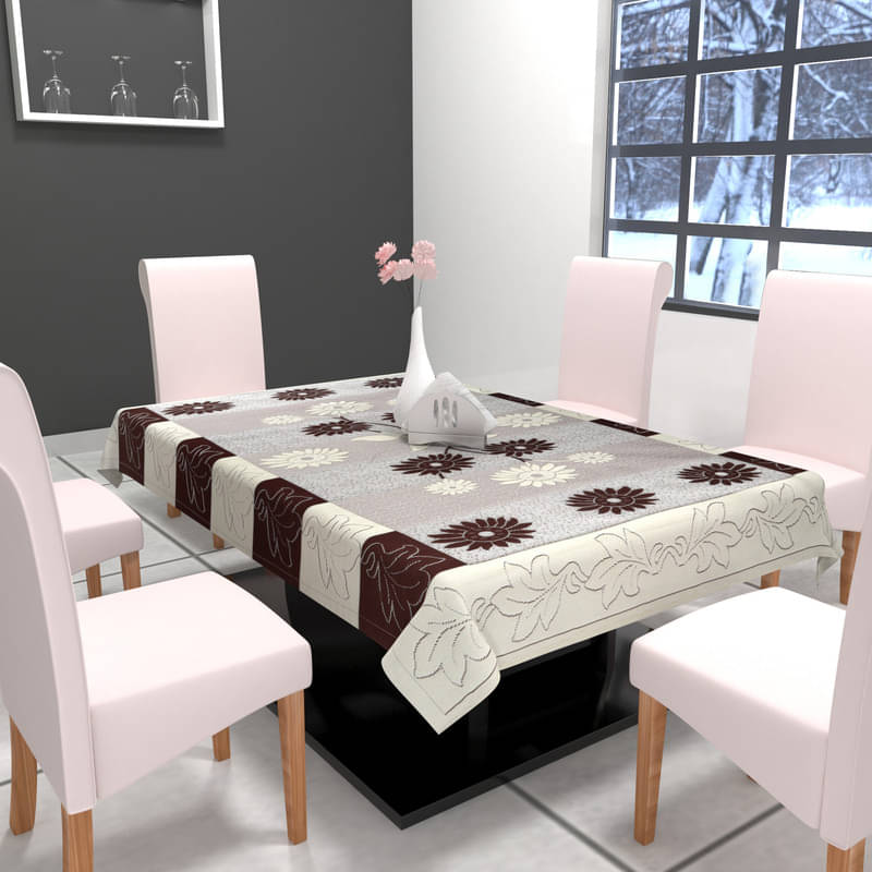     			CASA FURNISHING Printed Polyester 6 Seater Rectangle Table Cover ( 228 x 152 ) cm Pack of 1 Brown