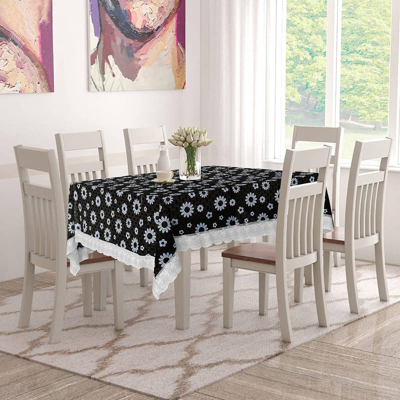     			CASA FURNISHING Printed Vinyl 4 Seater Rectangle Table Cover ( 198 x 137 ) cm Pack of 1 Black
